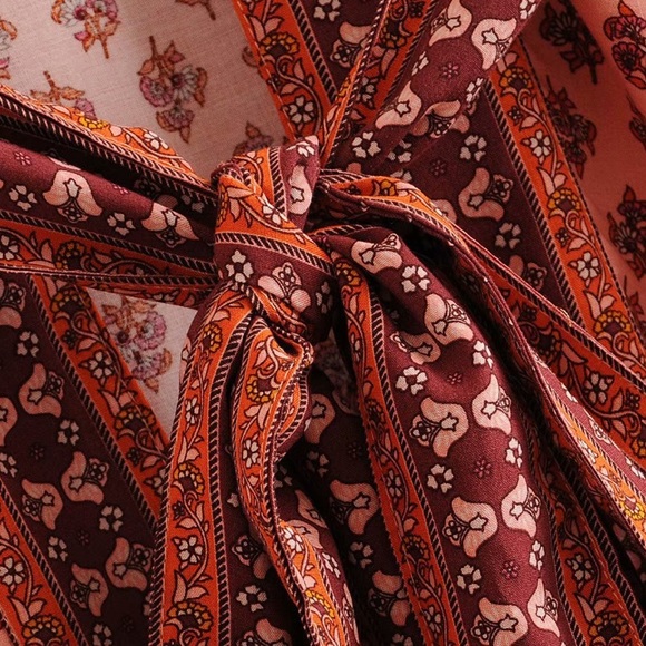 Teal Boho Kimono Floral Gypsy Print Maxi CoverUp - Picture 14 of 15